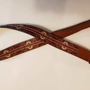 Brown Leather, Embroidered Floral Women's Belt